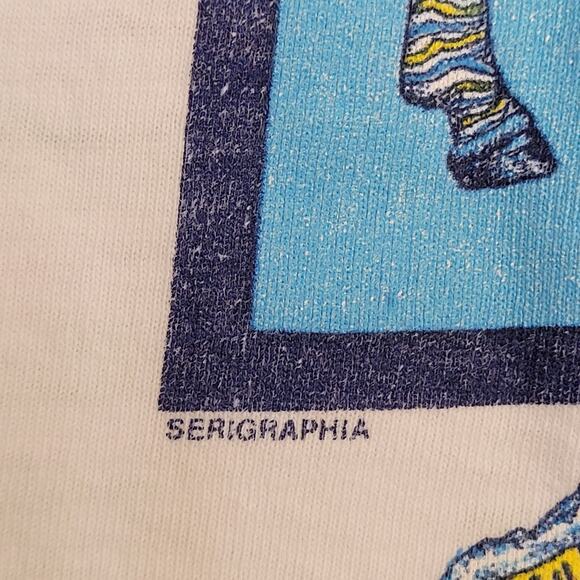 Vintage 1983 Zoo Gallery Zebra Art Shirt Medium 20x27 White - Picture 14 of 16